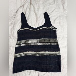 Reitmans Black and Cream Striped Tank Top